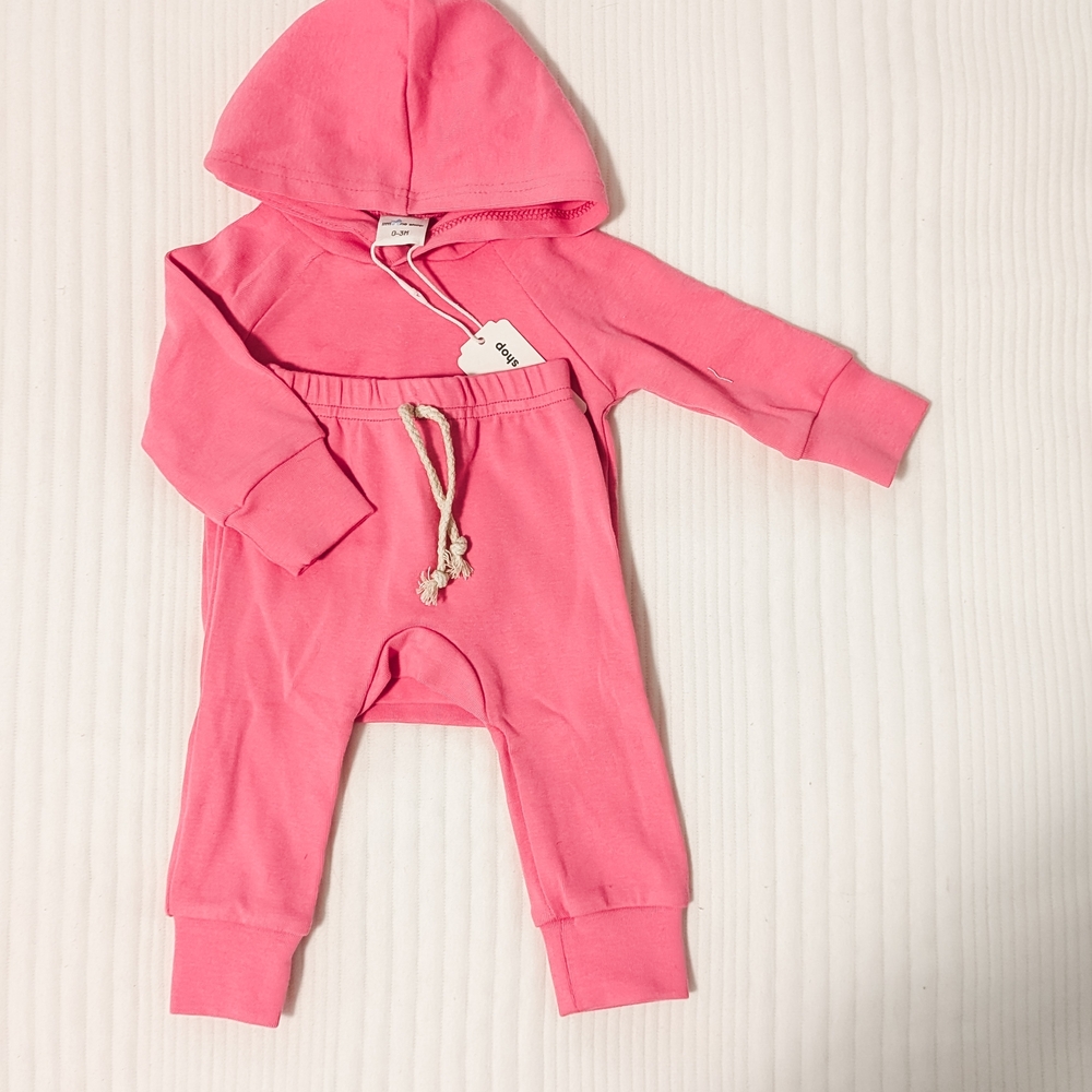 Little One Shop Pink Hooded Baby Jumpsuit